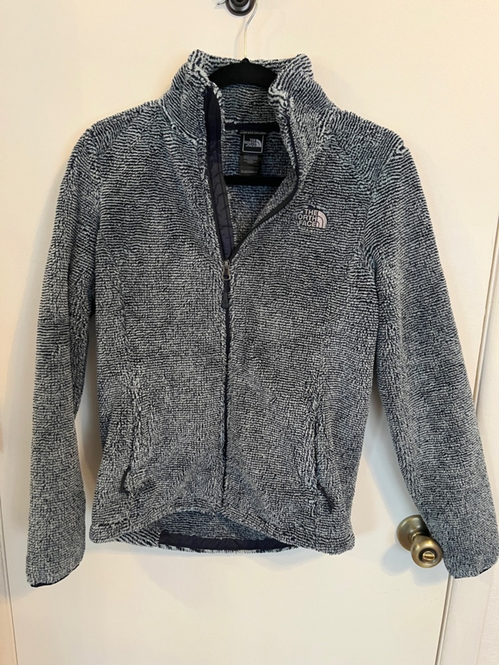 The North Face Heathered Blue Gray Sherpa Zip Jacket